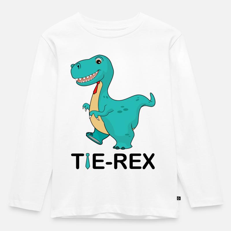 Tie Rex - Kinder Premium Bio Langarmshirt - Weiß