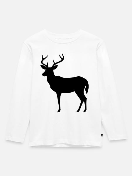 Hirsch - Kinder Premium Bio Langarmshirt - Weiß