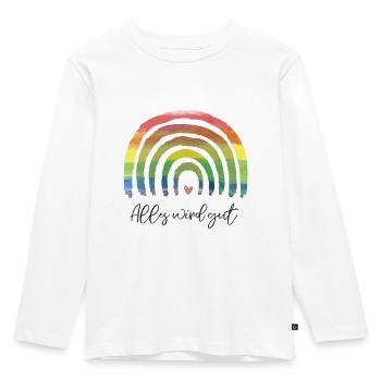 Corona Regenbogen Alles wird gut coral - Kinder Premium Bio Langarmshirt - Weiß - Vorne - AI Model Kid Female (0cm)