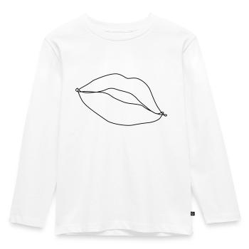 Kussmund Zeichnung - Kinder Premium Bio Langarmshirt - Weiß - Vorne - AI Model Kid Female (0cm)