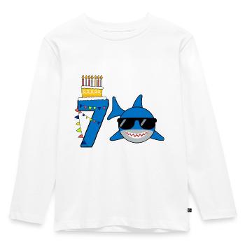 7 Cadeau d’anniversaire Requin drôle 7 ans - T-shirt manches longues Premium Enfant - blanc - Devant - AI Model Kid Female (0cm)