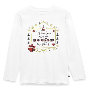 Rally Obedience Design für Hundesport mit Hund - Kinder Premium Bio Langarmshirt - Weiß - Vorne - AI Model Kid Female (0cm)
