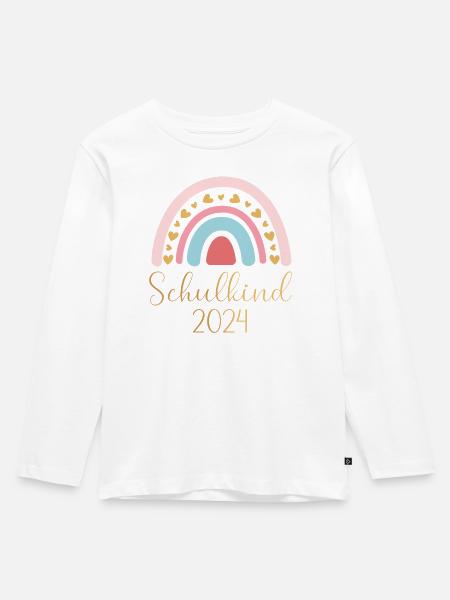Schulkind10 - Kinder Premium Bio Langarmshirt - Weiß