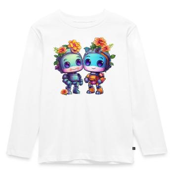 Süße Roboter - Kinder Premium Bio Langarmshirt - Weiß - Vorne - AI Model Kid Female (0cm)