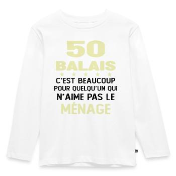 50 balais Drôle Cadeau Anniversaire 50 ans - T-shirt manches longues Premium Enfant - blanc - Devant - AI Model Kid Female (0cm)