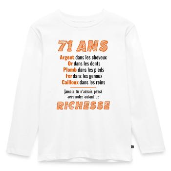71 Jahre alter Geburtstag Lustige Geschenkidee - Kinder Premium Bio Langarmshirt - Weiß - Vorne - AI Model Kid Female (0cm)