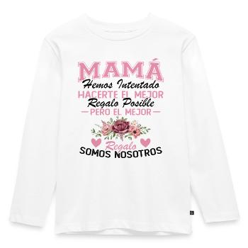 Mama, aber das schönste Geschenk sind wir - Kinder Premium Bio Langarmshirt - Weiß - Vorne - AI Model Kid Female (0cm)