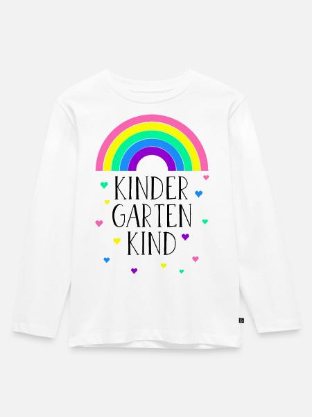 Regenbogen Kindergartenkind Kindergarten Geschenk - Kinder Premium Bio Langarmshirt - Weiß