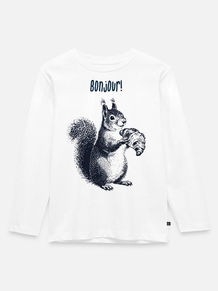 Bonjour Croissant Eichhörnchen - Kinder Premium Bio Langarmshirt - Weiß