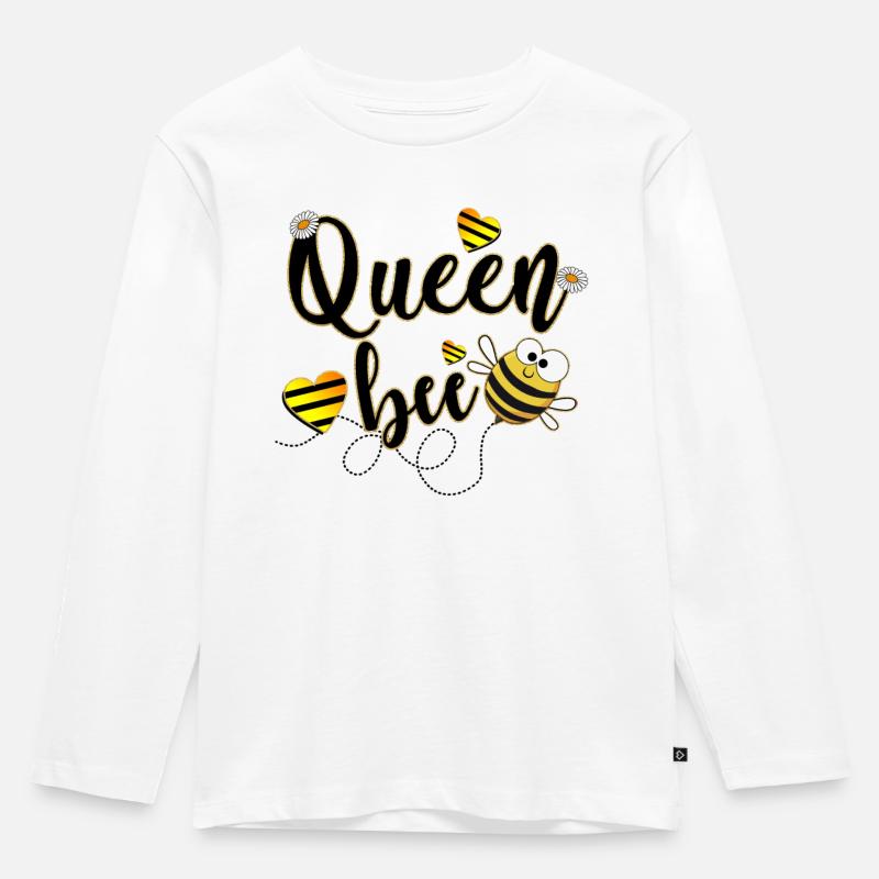 Bienenkönigin - Kinder Premium Bio Langarmshirt - Weiß