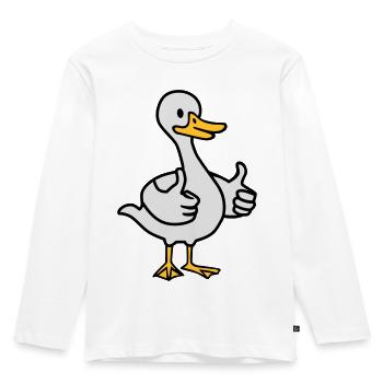 Gans - Kinder Premium Bio Langarmshirt - Weiß - Vorne - AI Model Kid Female (0cm)