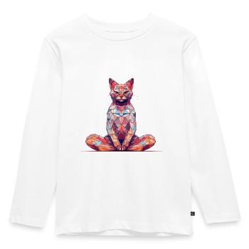 Yoga Shirt / Katze Lotussitz Illustration - Kinder Premium Bio Langarmshirt - Weiß - Vorne - AI Model Kid Female (0cm)