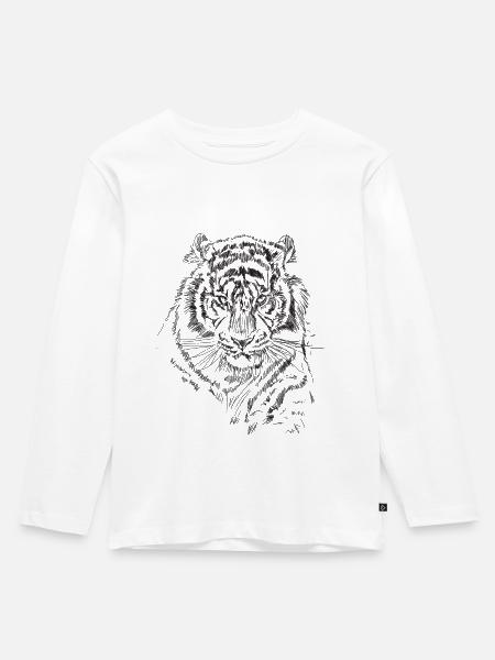 Tiger - Kinder Premium Bio Langarmshirt - Weiß