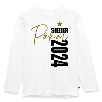 Pokalsieger 2024 - Kinder Premium Bio Langarmshirt - Weiß - Vorne - AI Model Kid Female (0cm)