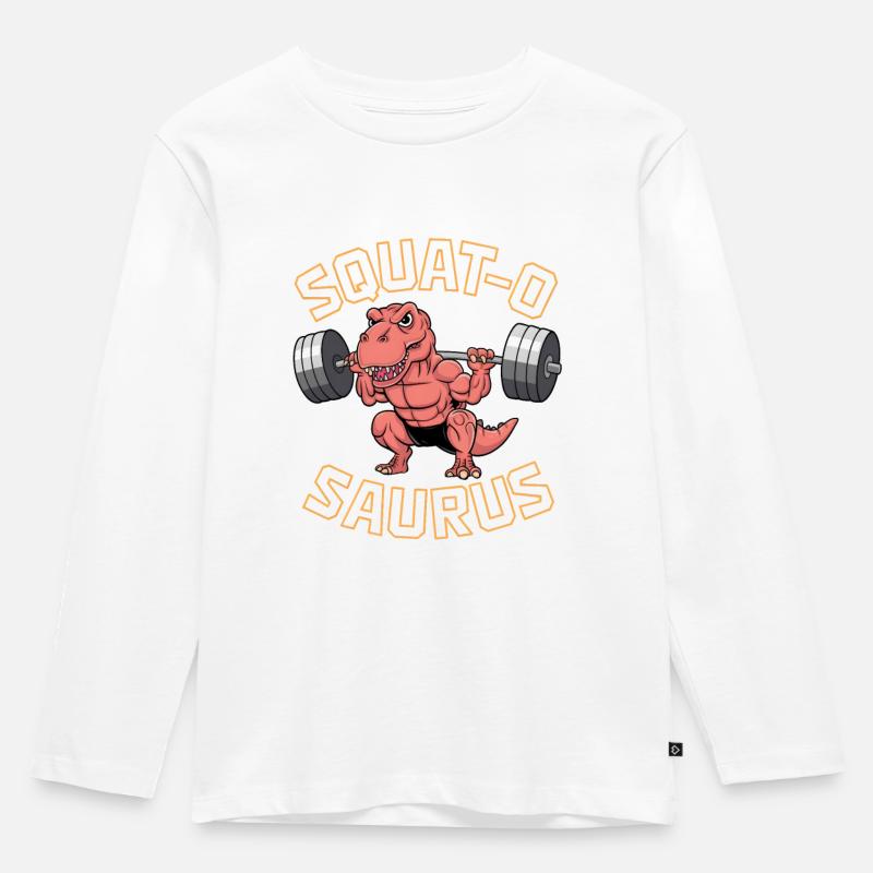 Squat-O Saurus - Kinder Premium Bio Langarmshirt - Weiß