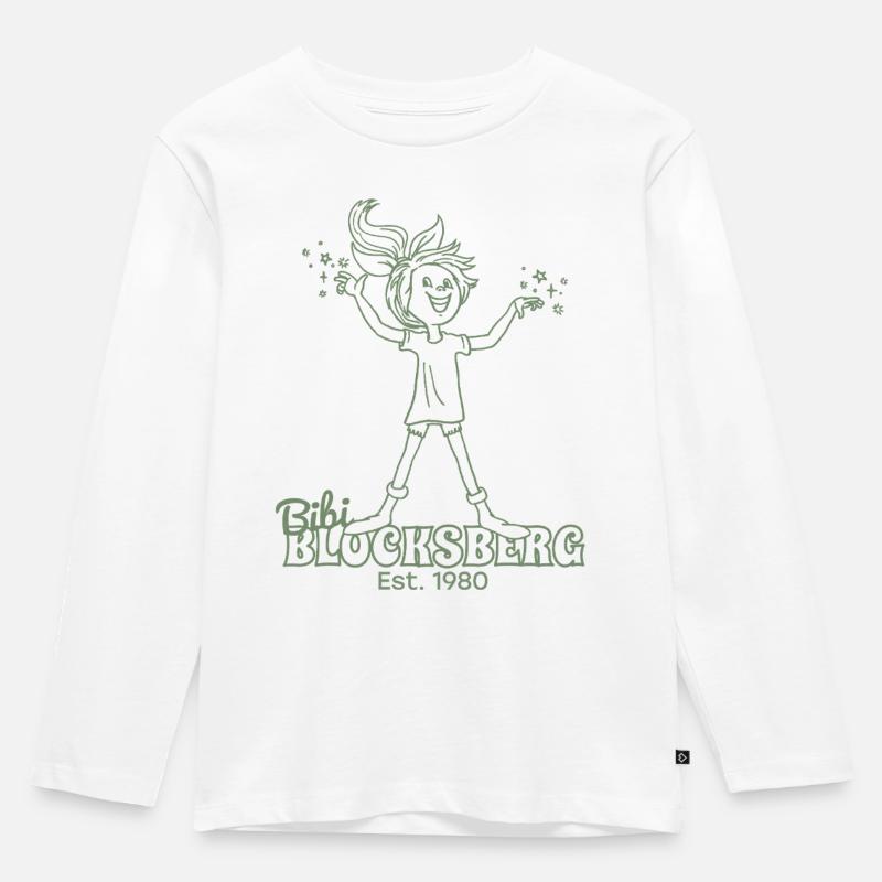 Bibi Blocksberg Design Est. 1980 Mit Bibi - Kinder Premium Bio Langarmshirt - Weiß