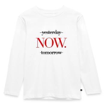 Yesterday Now Tomorrow - Enjoy the moment now - Kids' Premium Longsleeve Shirt - white - Front - AI Model Kid Female (0cm)