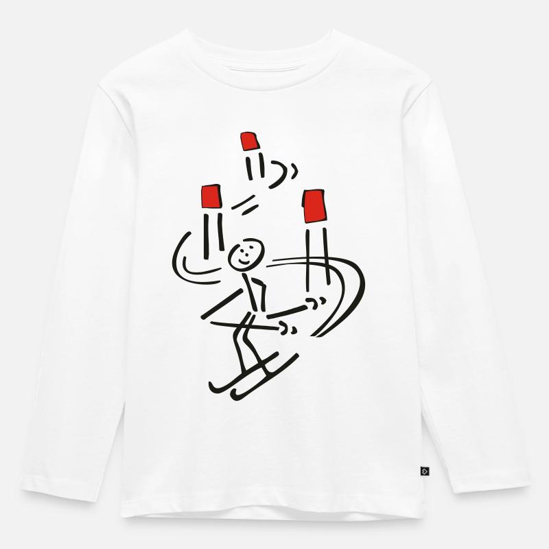 Skimännchen zweifarbig - Kinder Premium Bio Langarmshirt - Weiß