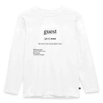 Guest | Gast Definition Dictionary - Kinder Premium Bio Langarmshirt - Weiß - Vorne - AI Model Kid Female (0cm)