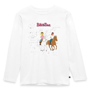 Bibi und Tina Motiv zum Ausmalen! - Kinder Premium Bio Langarmshirt - Weiß - Vorne - AI Model Kid Female (0cm)
