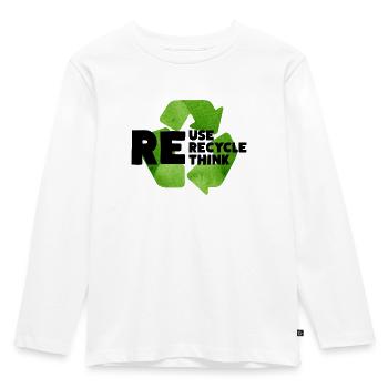 Reuse Recycle Rethink Nachhaltigkeit Umwelt Klima - Kinder Premium Bio Langarmshirt - Weiß - Vorne - AI Model Kid Female (0cm)