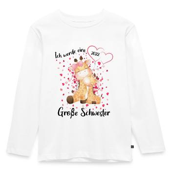 Nachwuchs verkünden Ich werde große Schwester 2022 - Kinder Premium Bio Langarmshirt - Weiß - Vorne - AI Model Kid Female (0cm)