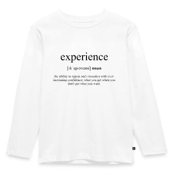 Experience | Erfahrung Definition Dictionary - Kinder Premium Bio Langarmshirt - Weiß - Vorne - AI Model Kid Female (0cm)