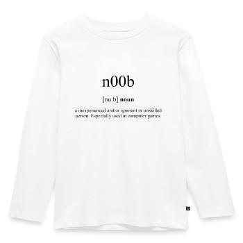N00b | Noob Definition Dictionary - Kinder Premium Bio Langarmshirt - Weiß - Vorne - AI Model Kid Female (0cm)