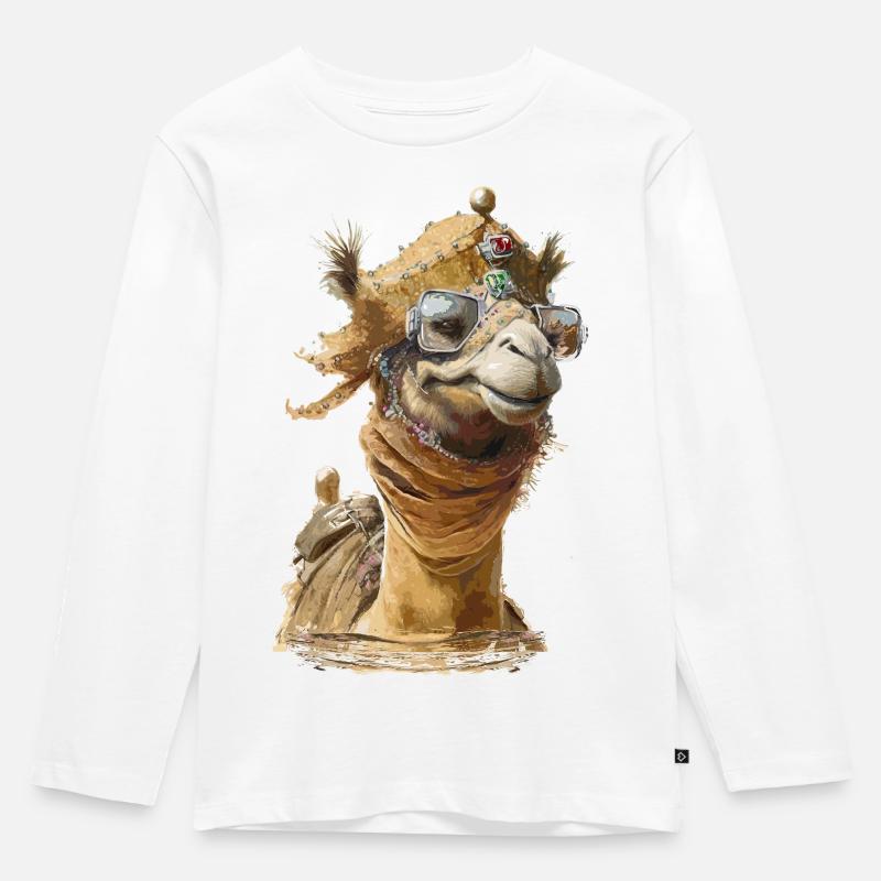 Cooles Kamel - Kinder Premium Bio Langarmshirt - Weiß