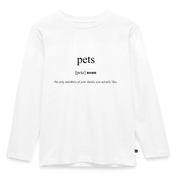 Pets (Haustiere) Definition Dictionary - Kinder Premium Bio Langarmshirt - Weiß - Vorne - AI Model Kid Female (0cm)