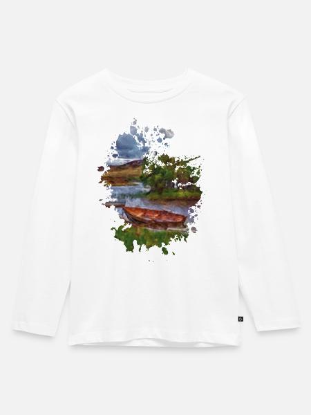 Boot - Kinder Premium Bio Langarmshirt - Weiß