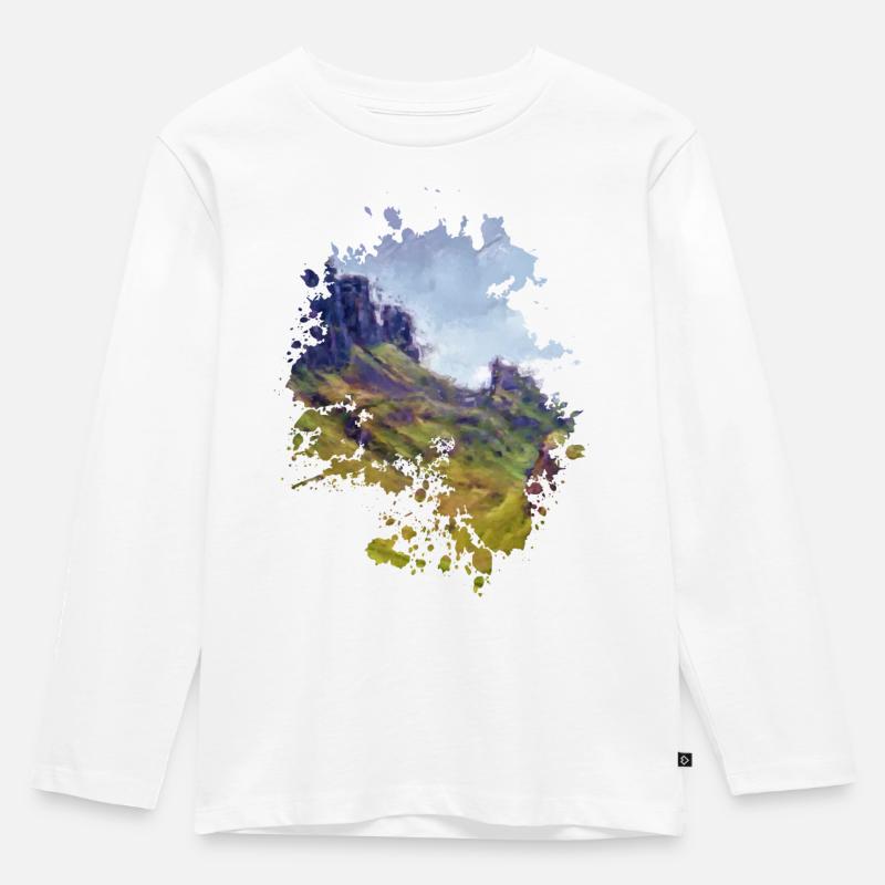 Berge - Kinder Premium Bio Langarmshirt - Weiß