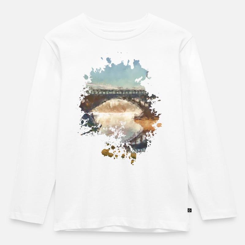 Brücke - Kinder Premium Bio Langarmshirt - Weiß