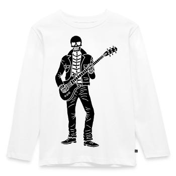 Gitarrist Skeleton (Schwarz) - Kinder Premium Bio Langarmshirt - Weiß - Vorne - AI Model Kid Female (0cm)