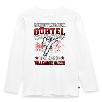 König will Karate Karateka asiatischer Kampfsport - Kinder Premium Bio Langarmshirt - Weiß - Vorne - AI Model Kid Female (0cm)
