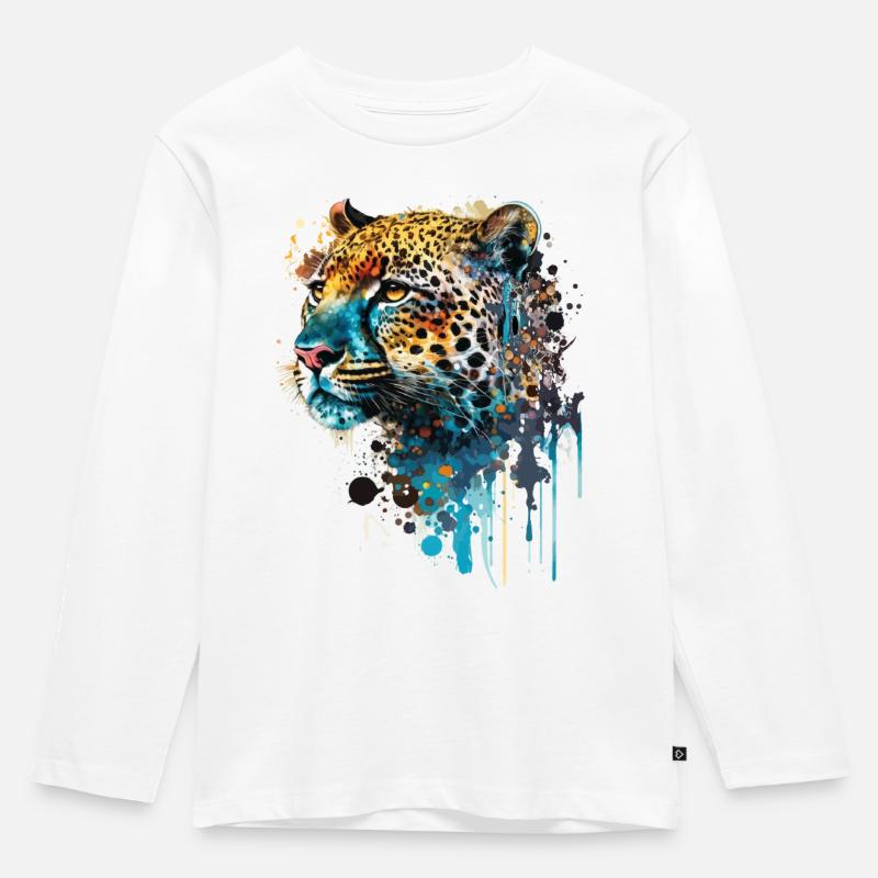 Schöner Leopard - Kinder Premium Bio Langarmshirt - Weiß