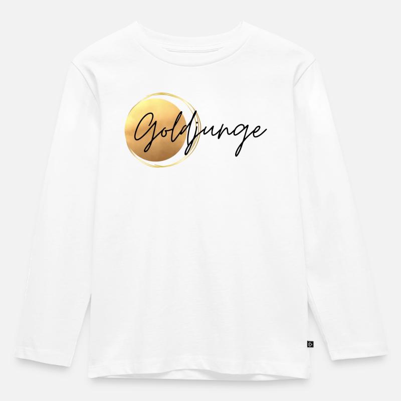 Goldjunge minimalistisch - Kinder Premium Bio Langarmshirt - Weiß
