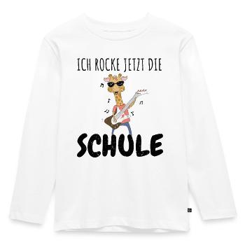 Ich rocke jetzt die Schule Einschulung Grundschule - Kinder Premium Bio Langarmshirt - Weiß - Vorne - AI Model Kid Female (0cm)