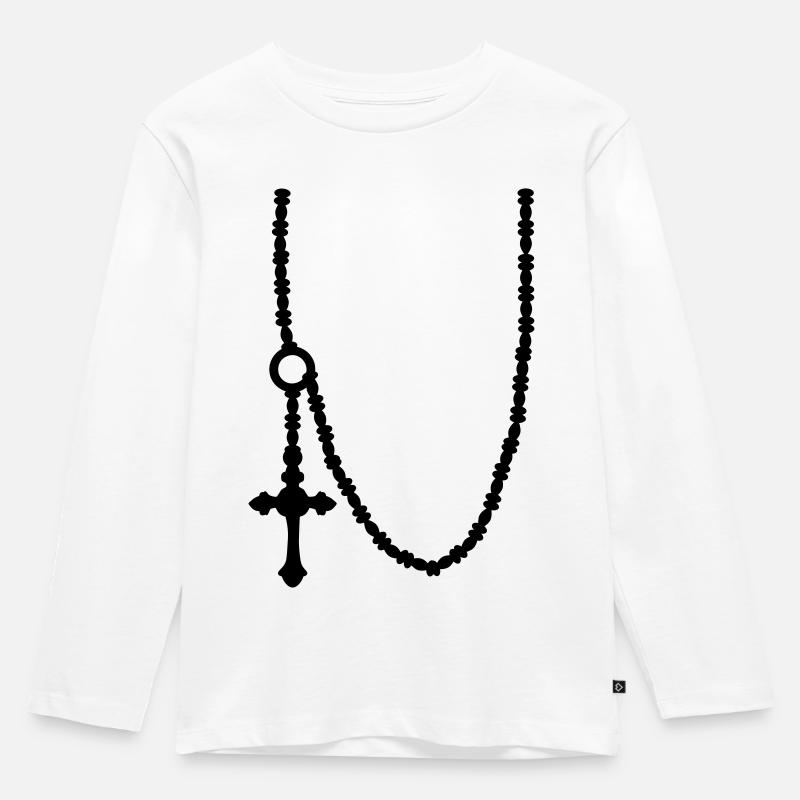 Halskette - Kinder Premium Bio Langarmshirt - Weiß