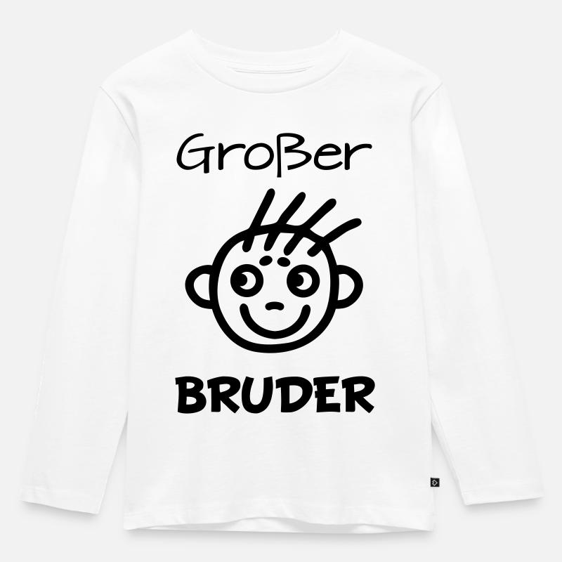 Großer Bruder - Kinder Premium Bio Langarmshirt - Weiß