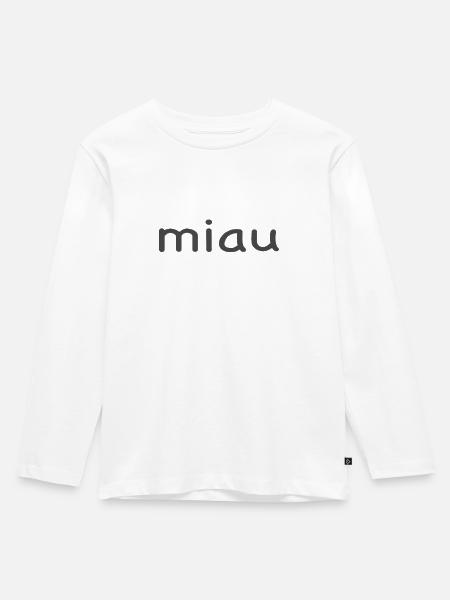 Miau - Kinder Premium Bio Langarmshirt - Weiß