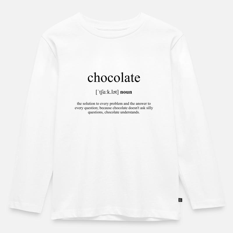 Chocolate (Schokolade) Definition Dictionary - Kinder Premium Bio Langarmshirt - Weiß