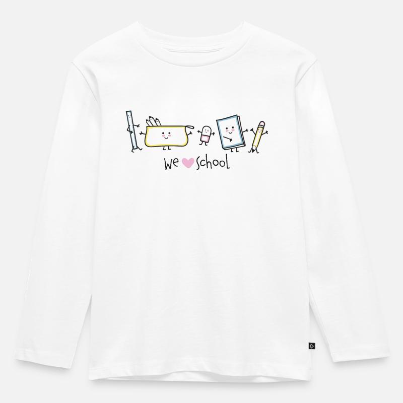 W die Schule! - Kinder Premium Bio Langarmshirt - Weiß