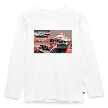 Retroautos auf dem Highway im Sonnenuntergang - Kinder Premium Bio Langarmshirt - Weiß - Vorne - AI Model Kid Female (0cm)