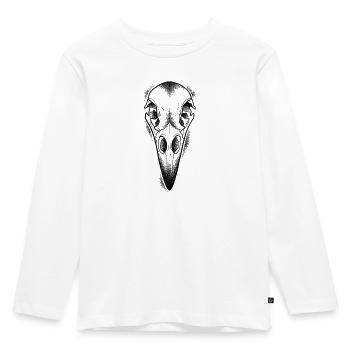 Dotwork Rabenschädel - Kinder Premium Bio Langarmshirt - Weiß - Vorne - AI Model Kid Female (0cm)