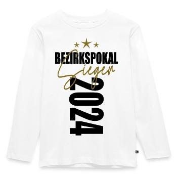 Bezirkspokal Sieger 2024 - Kinder Premium Bio Langarmshirt - Weiß - Vorne - AI Model Kid Female (0cm)