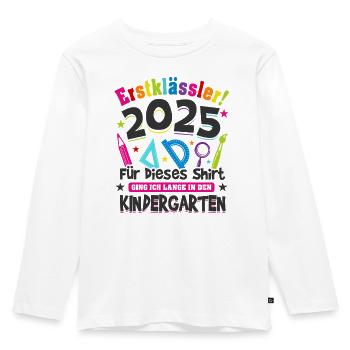 Erstklässler 2025 Einschulung Kita Kiga Geschenk - Kinder Premium Bio Langarmshirt - Weiß - Vorne - AI Model Kid Female (0cm)