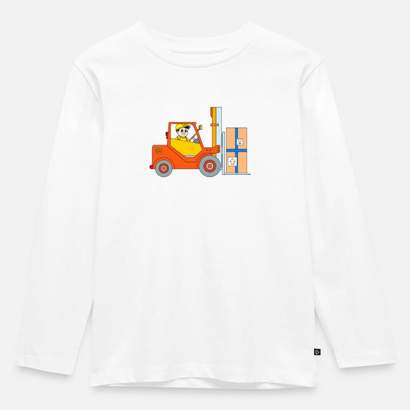 Gabelstapler - Kinder Premium Bio Langarmshirt - Weiß