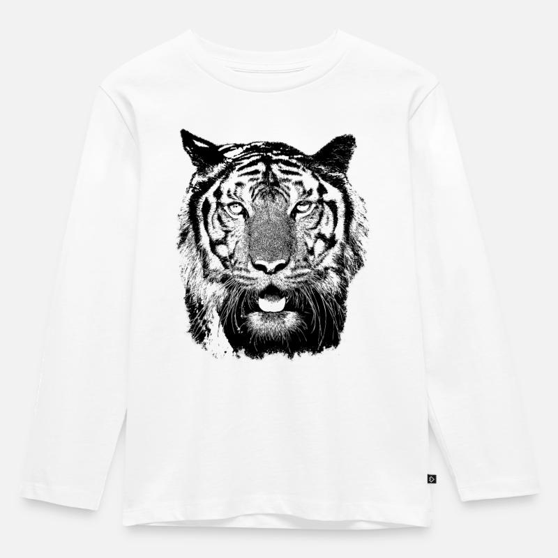 Tiger - Kinder Premium Bio Langarmshirt - Weiß
