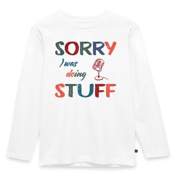 Sorry, I was doing microphone stuff Vintage - Kinder Premium Bio Langarmshirt - Weiß - Vorne - AI Model Kid Female (0cm)